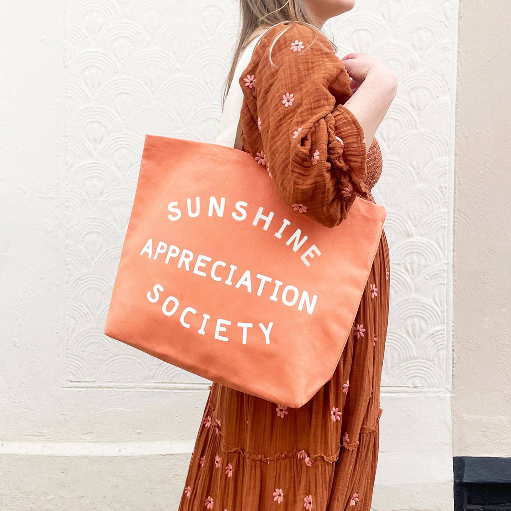 Alphabet Bags - Sunshine Appreciation Society - Peach Canvas Tote Bag