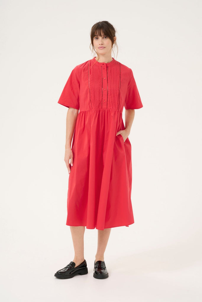 Culture Cotton Midi Dress Red