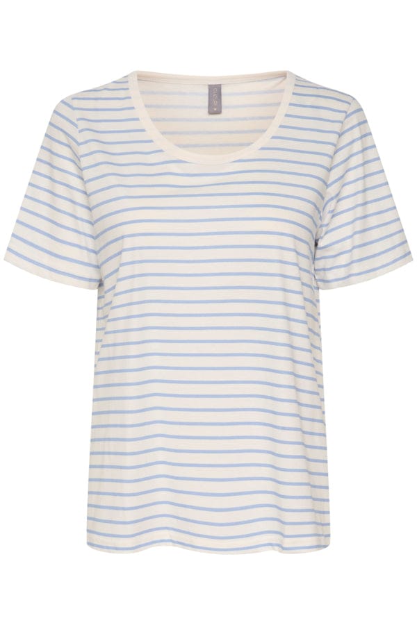 Culture Cotton Stripe T Shirt Pale Blue White