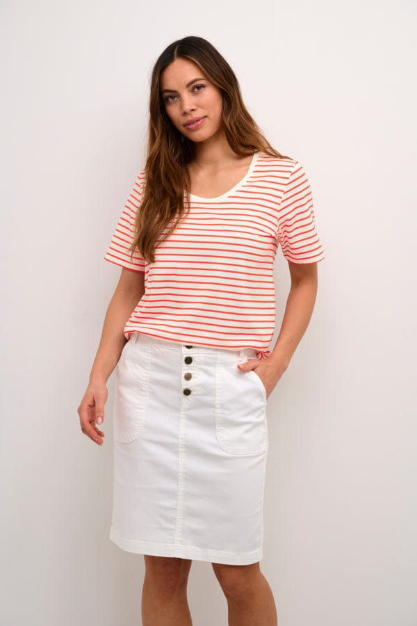 Culture Cotton Stripe T Shirt Red White