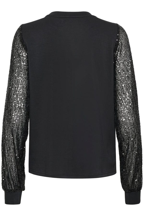 Culture Sequin Sleeve Top Black