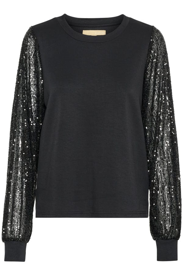 Culture Sequin Sleeve Top Black