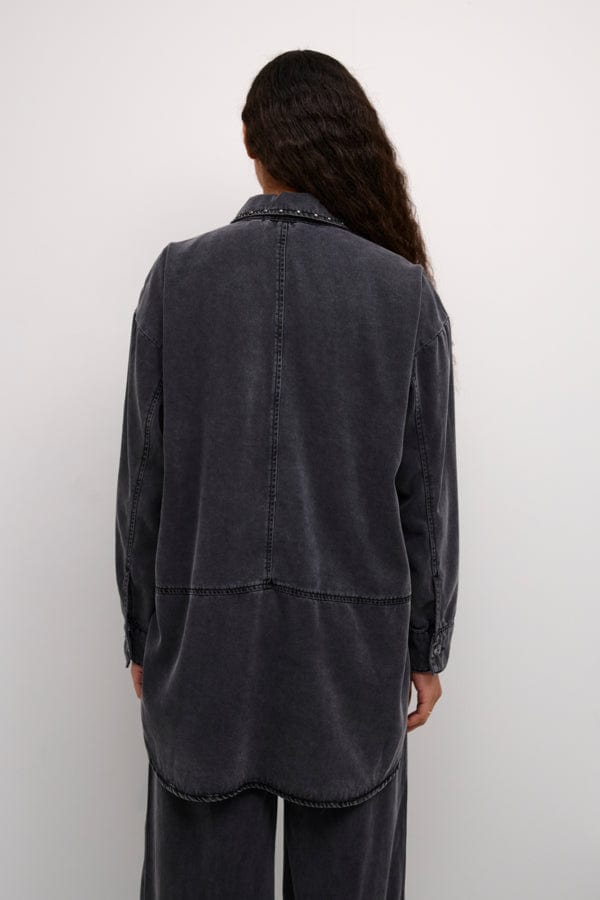 Culture Studded Shirt Jacket Washed Grey