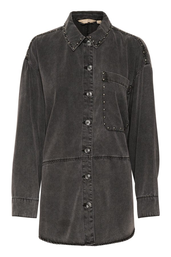 Culture Studded Shirt Jacket Washed Grey