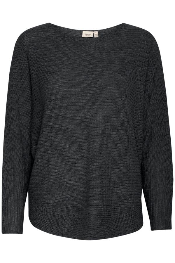 Fransa Batwing Ribbed Jumper Phantom Grey