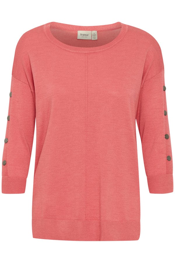 Fransa Button Detail Jumper Rose pink