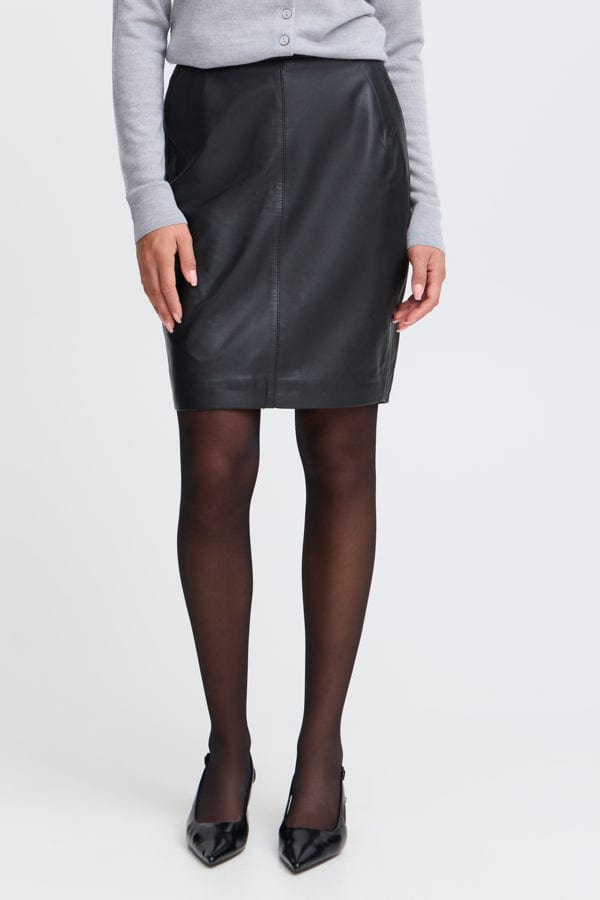 Fransa Leather Skirt Black