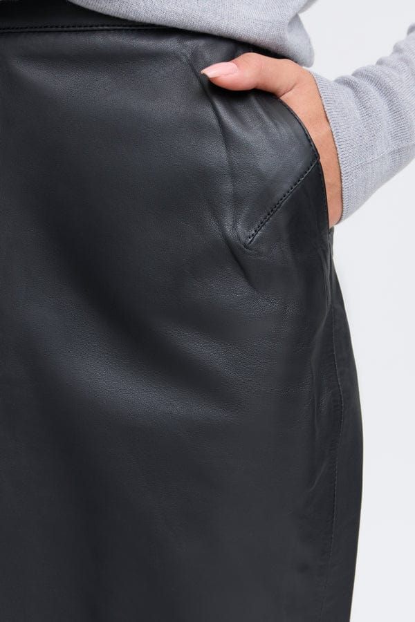 Fransa Leather Skirt Black