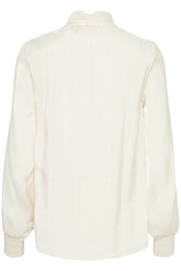 Fransa Pussy Bow Blouse Metallic Cream