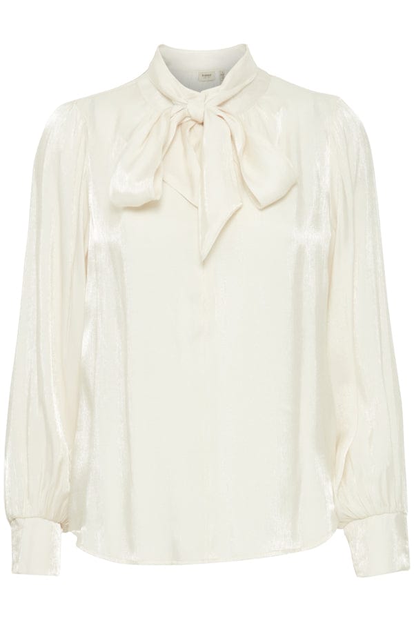 Fransa Pussy Bow Blouse Metallic Cream