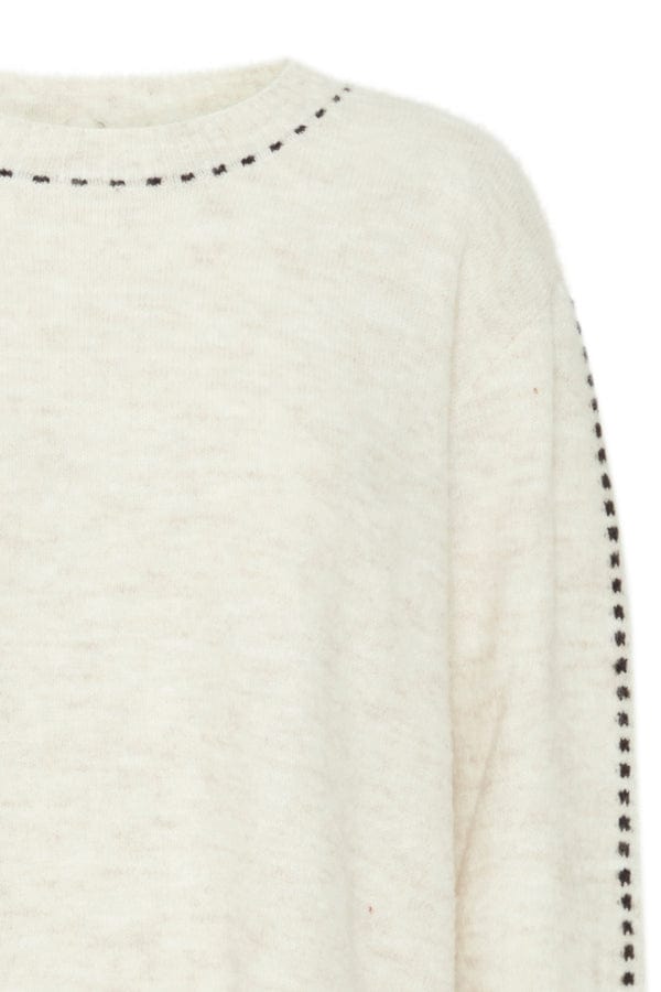 Fransa Stitch Detail Jumper Beige Marl Black