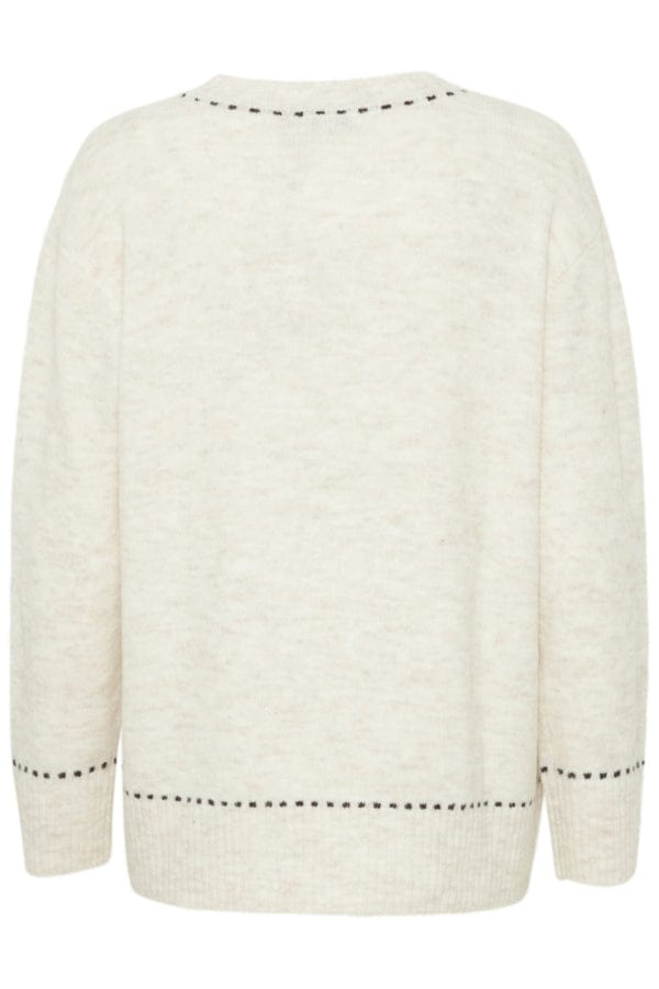 Fransa Stitch Detail Jumper Beige Marl Black