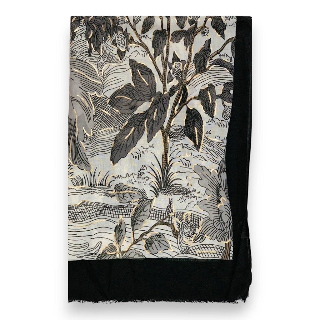 Lili Scarves - Nature Art Print Scarf Black