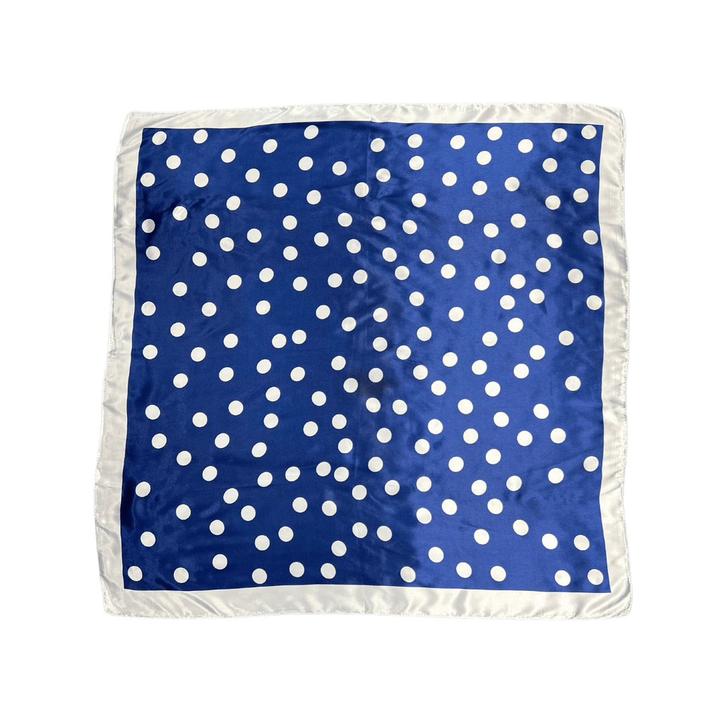 Lili Scarves - Polka Dot Pattern Silk Touch Square Scarf Navy