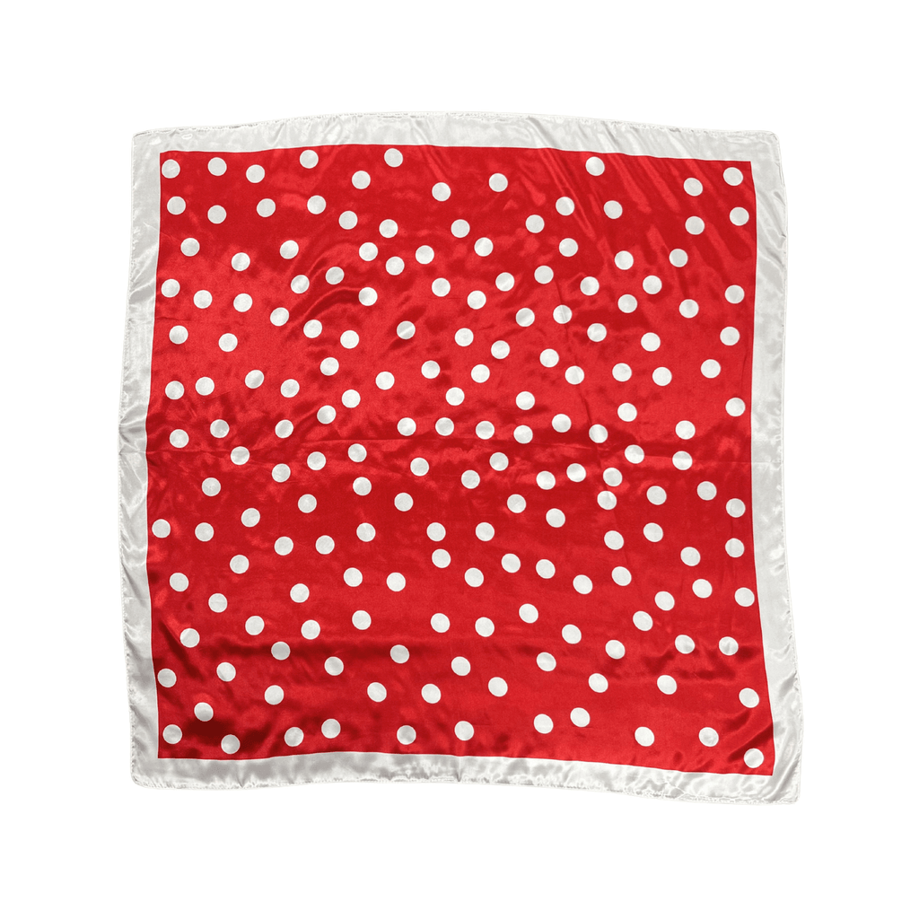 Lili Scarves - Polka Dot Pattern Silk Touch Square Scarf Red