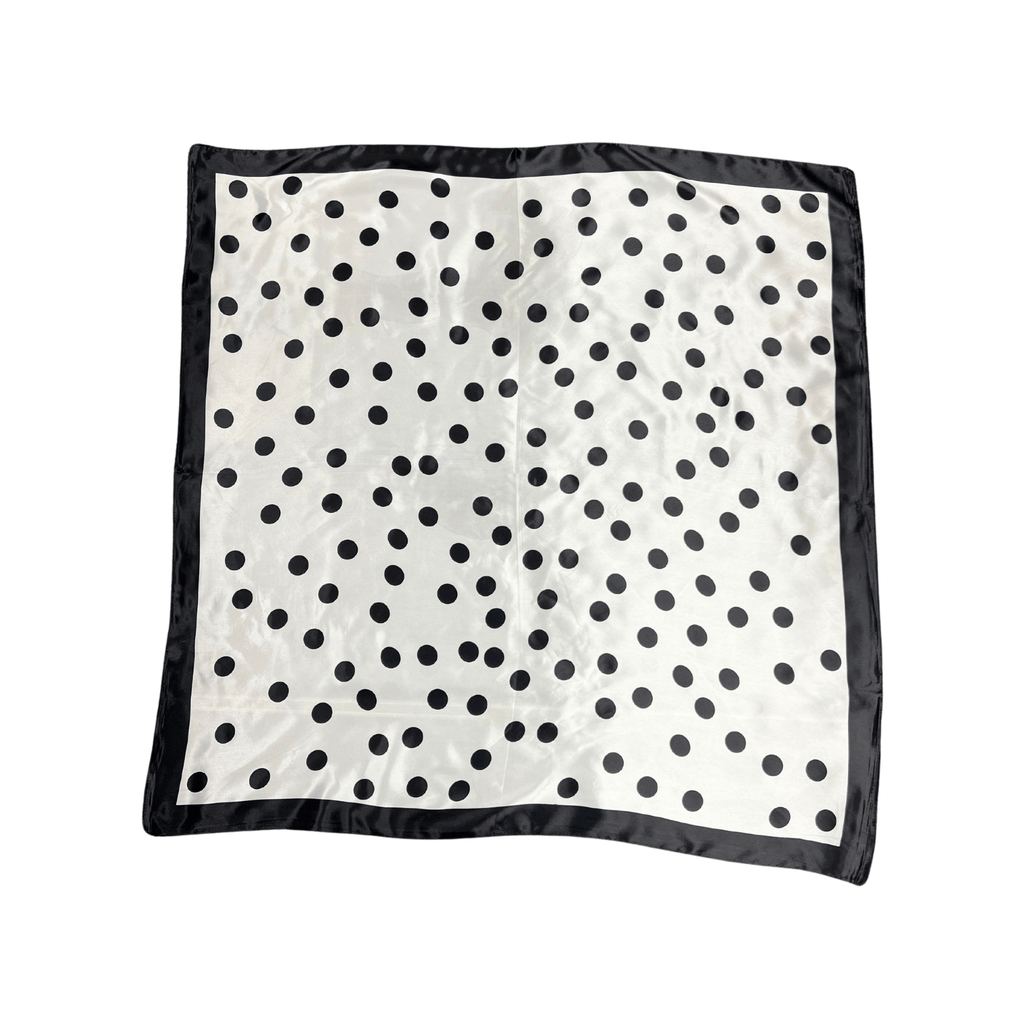 Lili Scarves - Polka Dot Pattern Silk Touch Square Scarf White