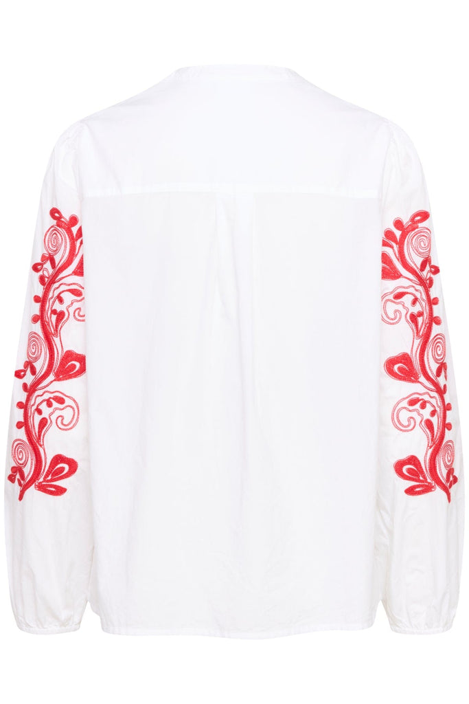 Saint Tropez Embroidered Cotton Blouse Red White