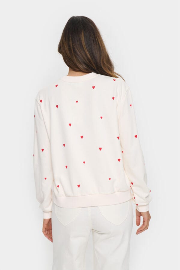 Saint Tropez Heart Cotton Blend Sweatshirt Red Ivory