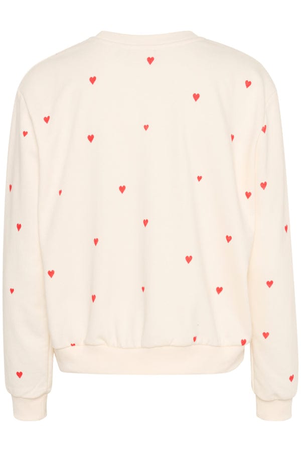 Saint Tropez Heart Cotton Blend Sweatshirt Red Ivory