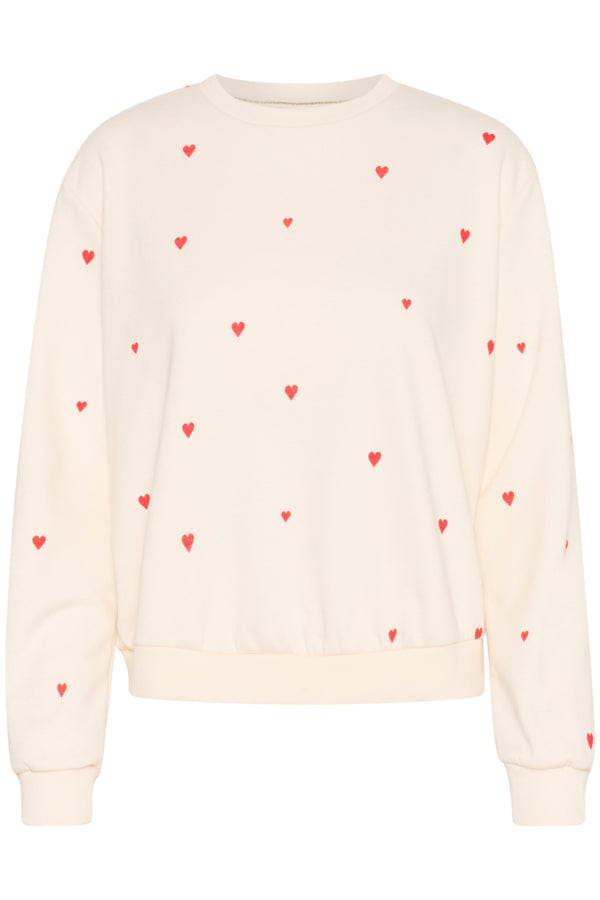 Saint Tropez Heart Cotton Blend Sweatshirt Red Ivory