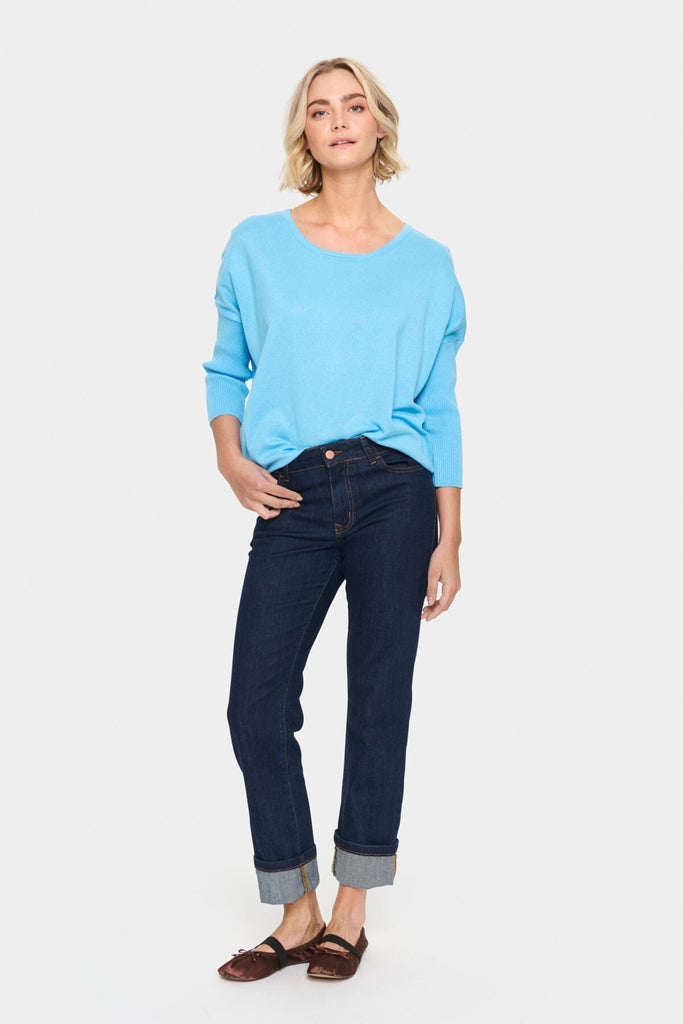 Saint Tropez Relaxed Lightweight Jumper Cornflower Blue