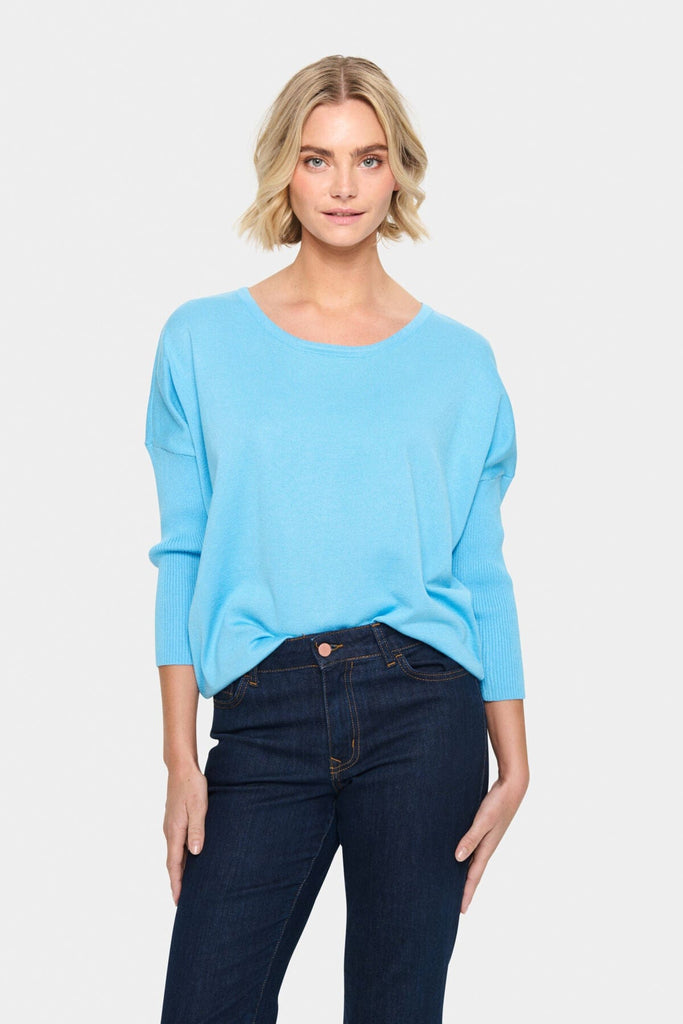 Saint Tropez Relaxed Lightweight Jumper Cornflower Blue