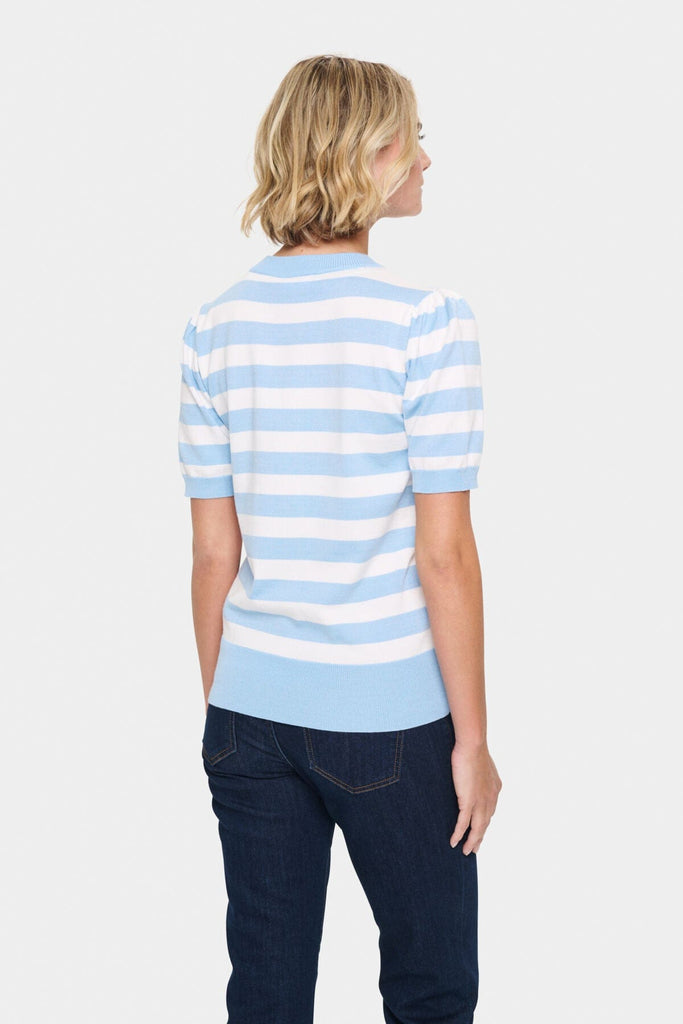 Saint Tropez Short Sleeved Stripe Knit Blue White