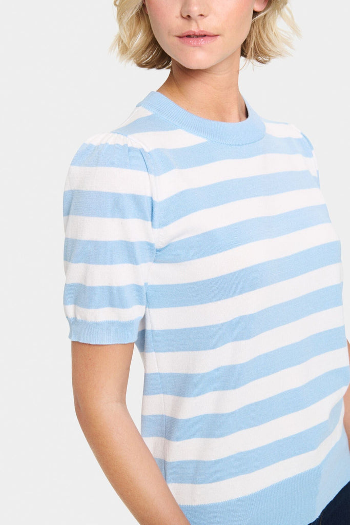 Saint Tropez Short Sleeved Stripe Knit Blue White