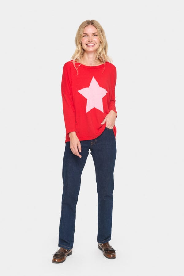 Saint Tropez Star Jumper Red Pink