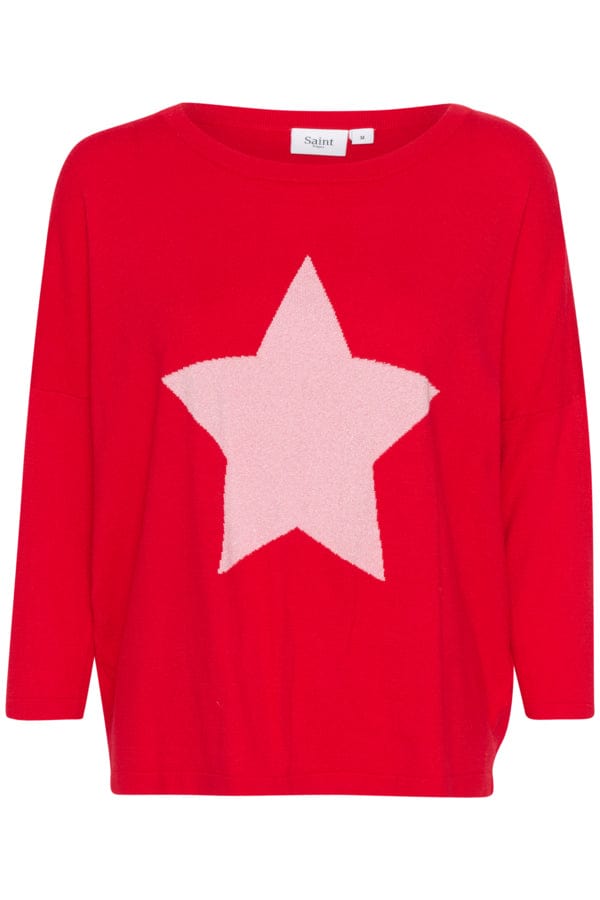 Saint Tropez Star Jumper Red Pink