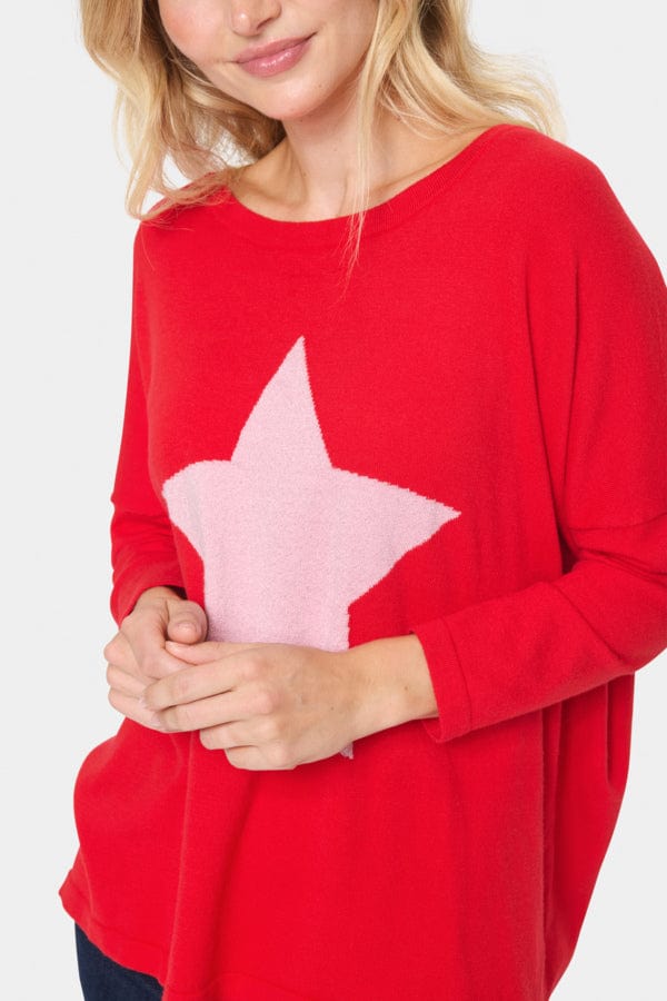 Saint Tropez Star Jumper Red Pink