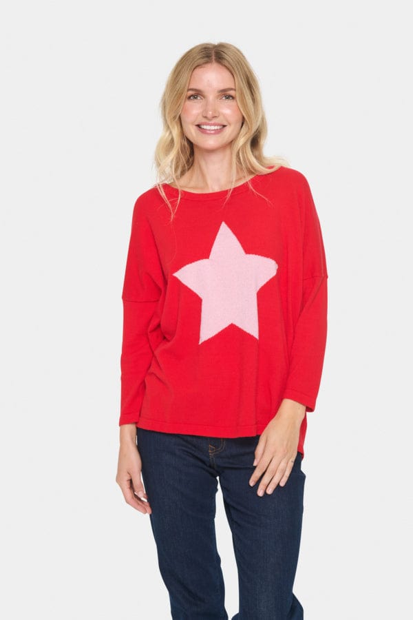 Saint Tropez Star Jumper Red Pink