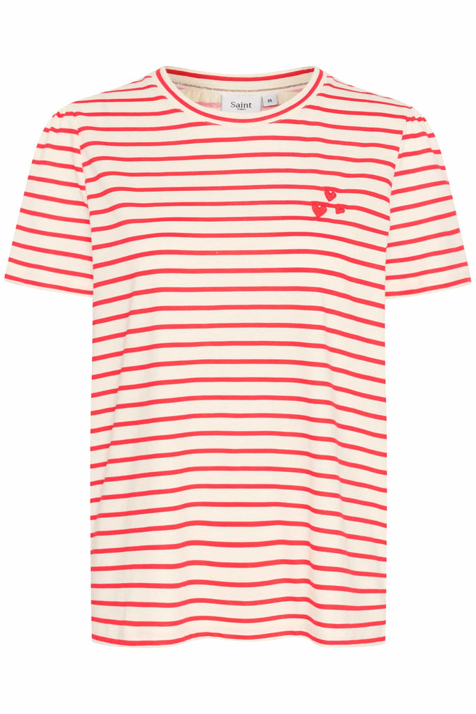 Saint Tropez Stripe Cotton T Shirt Red White