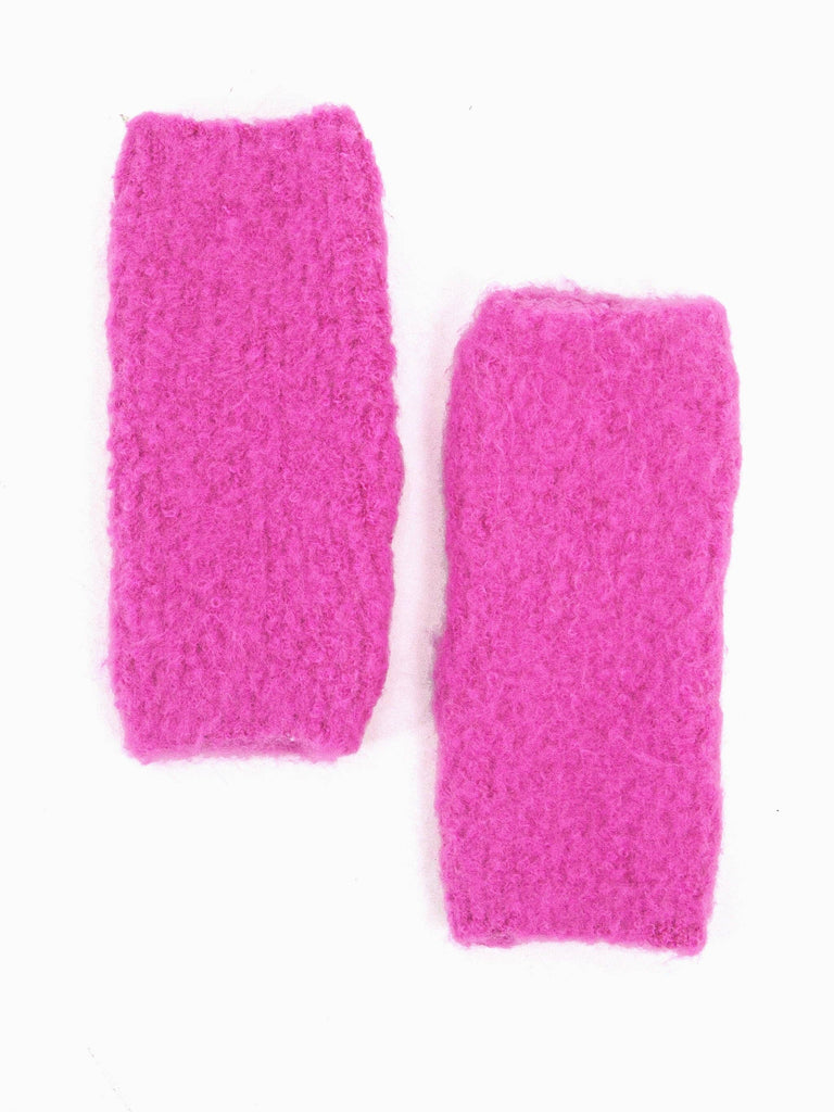 Sarta Accessories - Alexa Textured Wrist Warmers - Hot Pink, Knitted One-size