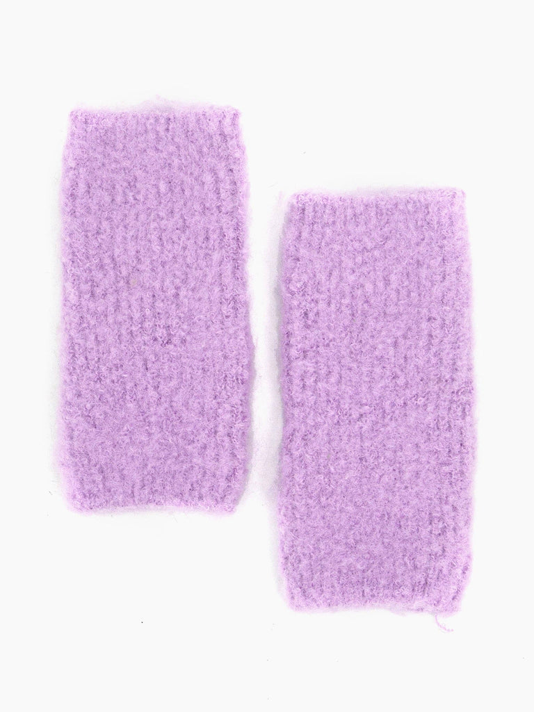 Sarta Accessories - Alexa Textured Wrist Warmers - Lilac, Knitted One-size