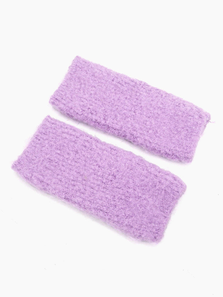 Sarta Accessories - Alexa Textured Wrist Warmers - Lilac, Knitted One-size