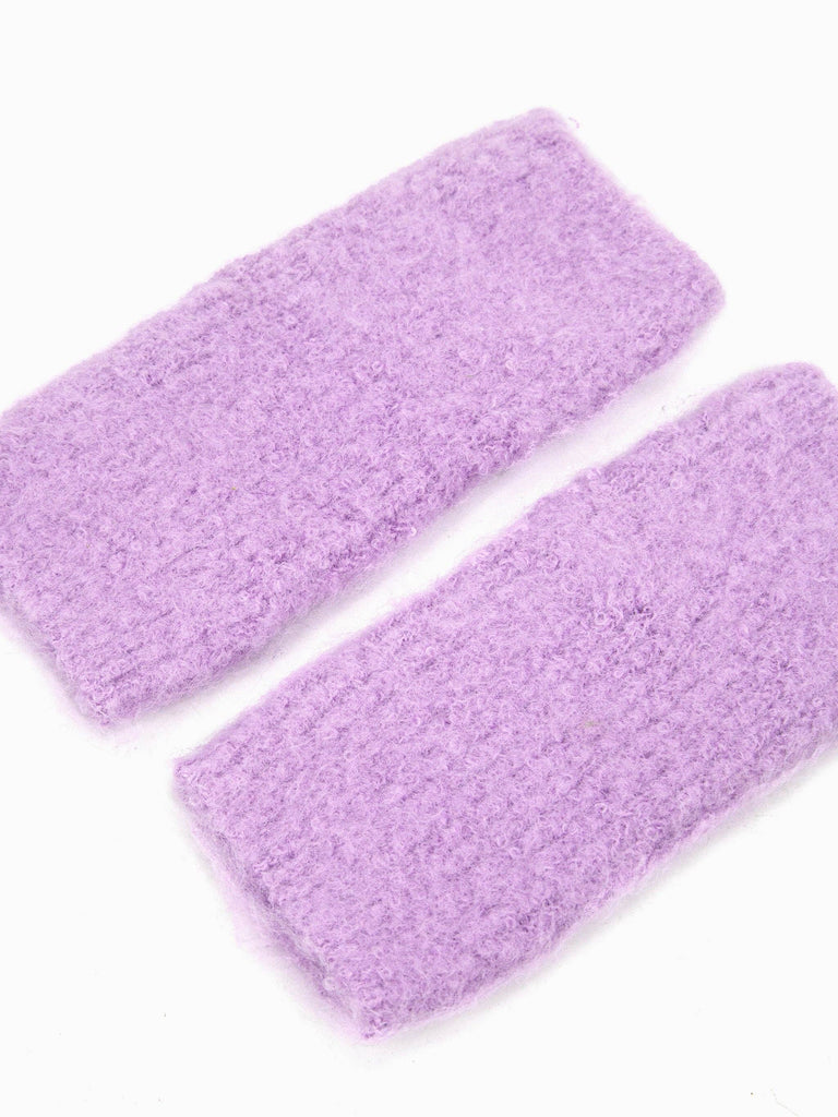 Sarta Accessories - Alexa Textured Wrist Warmers - Lilac, Knitted One-size