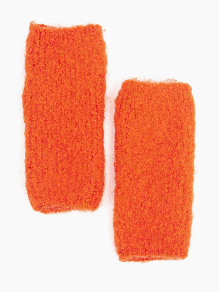 Sarta Accessories - Alexa Textured Wrist Warmers - Orange,  Knitted One-size