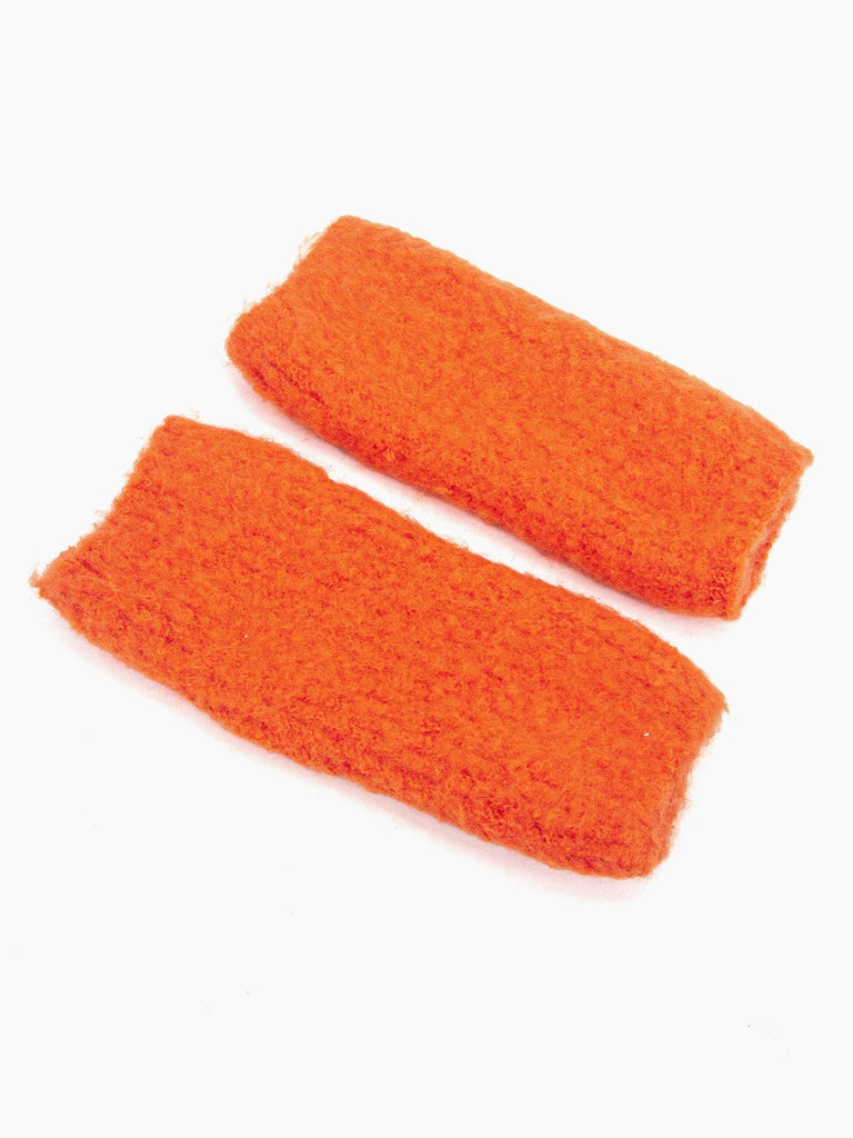 Sarta Accessories - Alexa Textured Wrist Warmers - Orange,  Knitted One-size