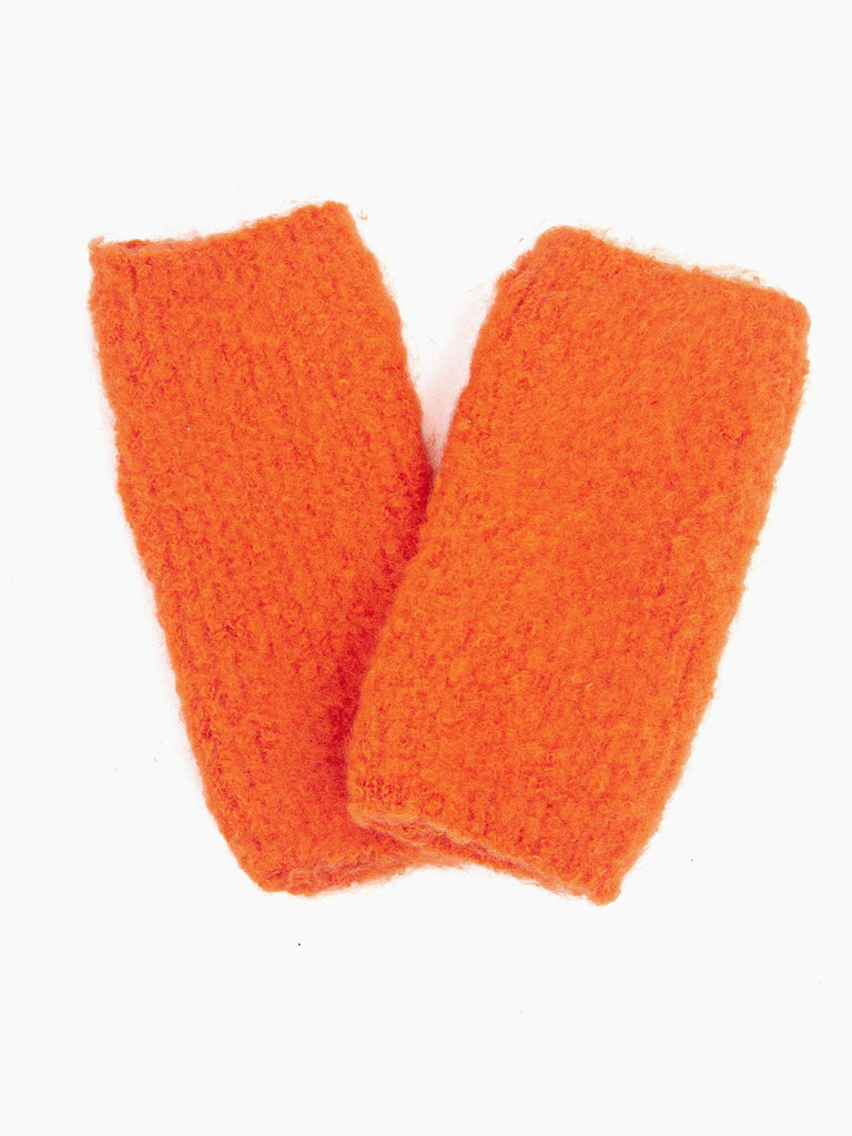 Sarta Accessories - Alexa Textured Wrist Warmers - Orange,  Knitted One-size