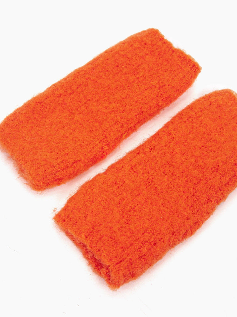 Sarta Accessories - Alexa Textured Wrist Warmers - Orange,  Knitted One-size