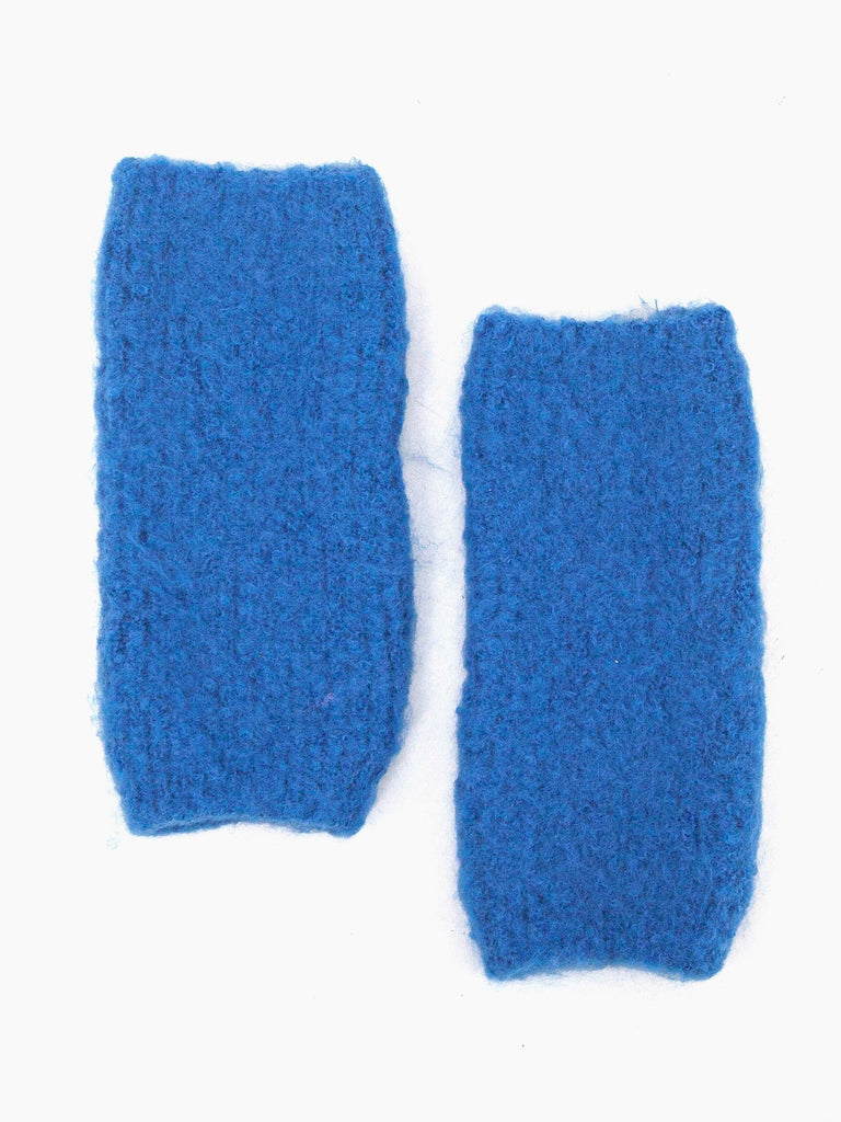 Sarta Accessories - Alexa Textured Wrist Warmers - Royal Blue, Knitted One-size