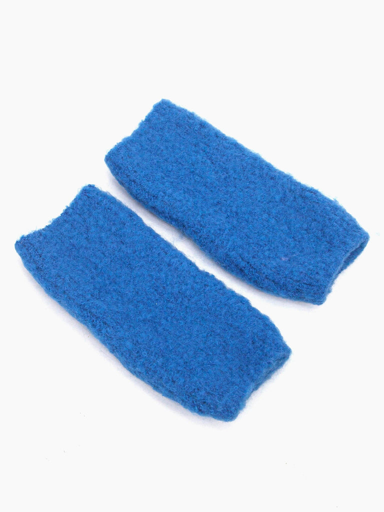 Sarta Accessories - Alexa Textured Wrist Warmers - Royal Blue, Knitted One-size