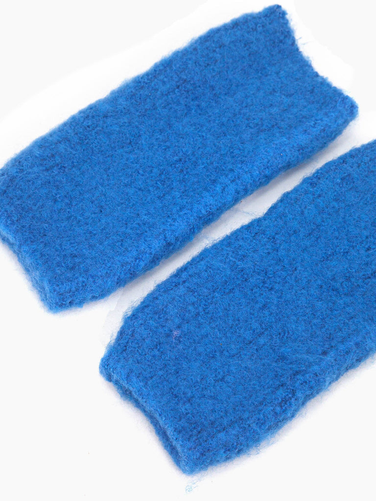 Sarta Accessories - Alexa Textured Wrist Warmers - Royal Blue, Knitted One-size