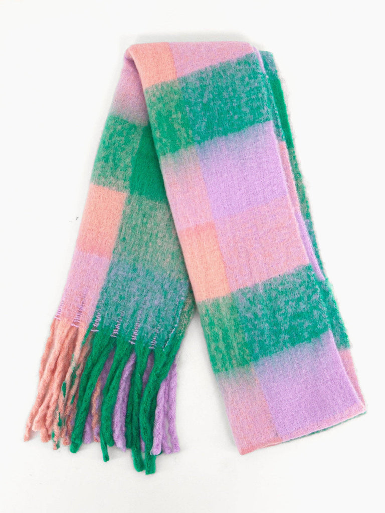 Sarta Accessories - Allie Heavyweight Scarf - Green/Lilac, Square Colour Block One-size