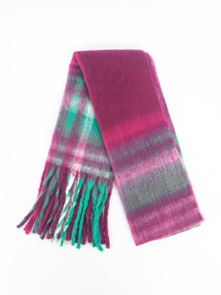 Sarta Accessories - Amy Heavyweight Scarf - Raspberry, Traditional Check One-size