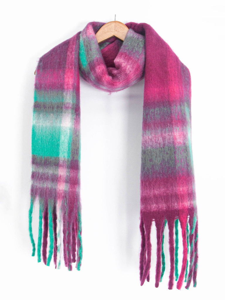 Sarta Accessories - Amy Heavyweight Scarf - Raspberry, Traditional Check One-size