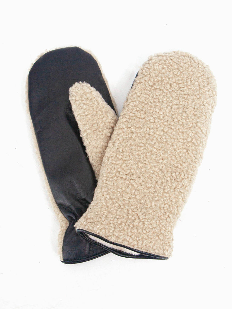 Sarta Accessories - Goldie Mitten Gloves - Cream, Borg One-size