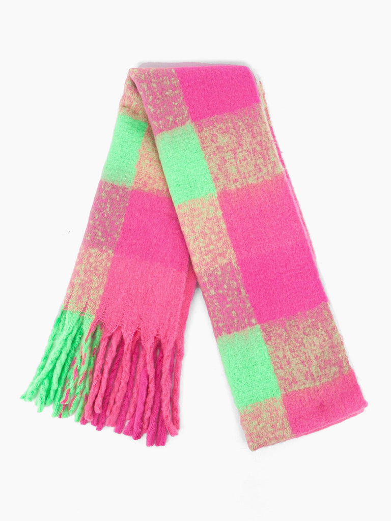 Sarta Accessories - Joey Heavyweight Scarf - Fuchsia, Square Check One-size