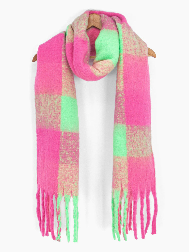 Sarta Accessories - Joey Heavyweight Scarf - Fuchsia, Square Check One-size